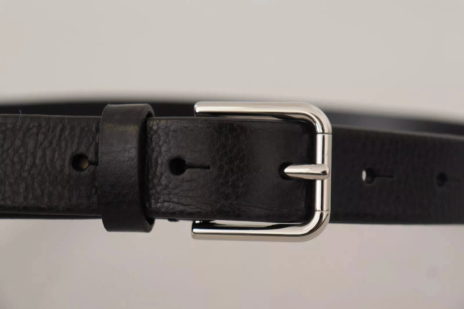 Dolce & Gabbana Calf Leather Silver Tone Black Metal Buckle Belt Dolce & Gabbana