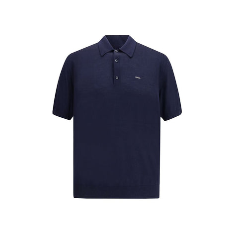 Prada Blue Fleece Wool Polo Shirt Prada