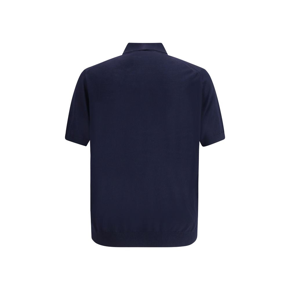 Prada Blue Fleece Wool Polo Shirt Prada