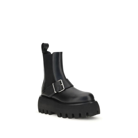 Alexander McQueen Black Calf Leather Bos Taurus Ankle Boots Alexander McQueen