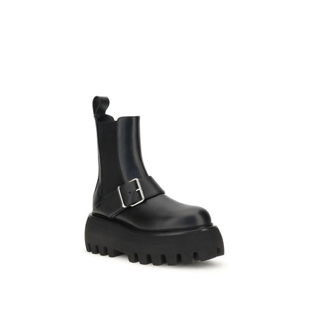 Alexander McQueen Black Calf Leather Bos Taurus Ankle Boots Alexander McQueen