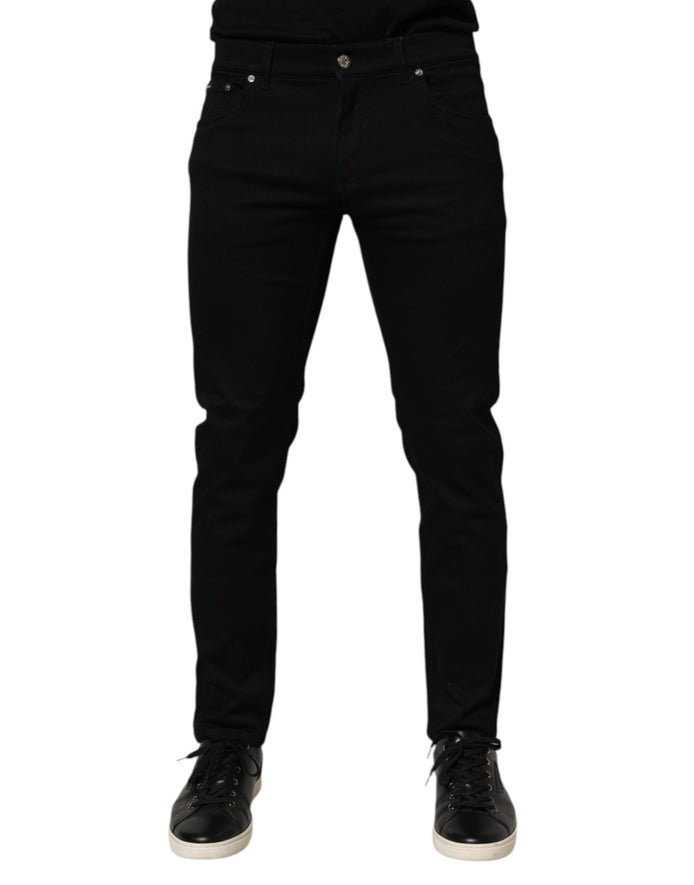 Dolce & Gabbana Black Cotton Blend Skinny Men Trouser Pants Dolce & Gabbana