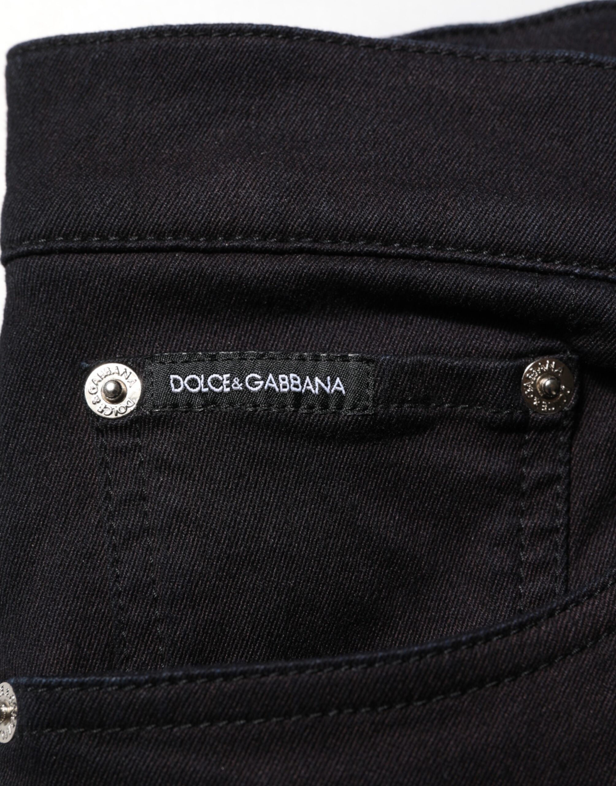 Dolce & Gabbana Black Cotton Blend Skinny Men Trouser Pants Dolce & Gabbana