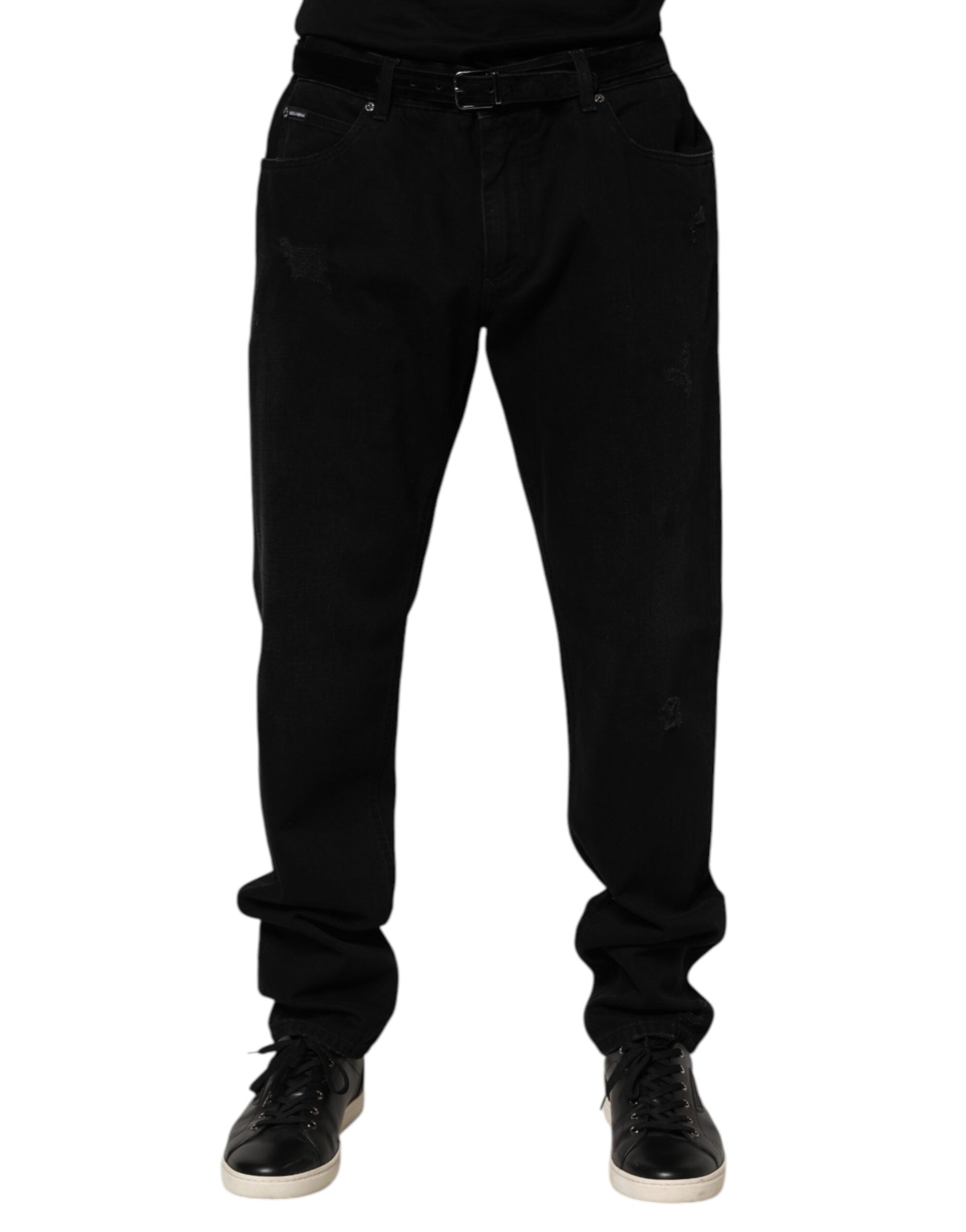 Dolce & Gabbana Black Cotton Regular Denim Men Trouser Jeans Dolce & Gabbana