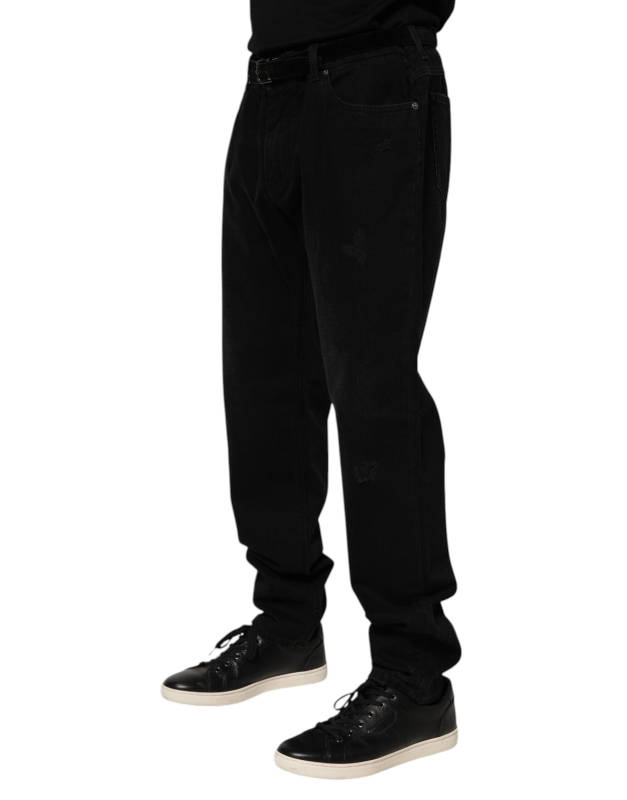 Dolce & Gabbana Black Cotton Regular Denim Men Trouser Jeans Dolce & Gabbana