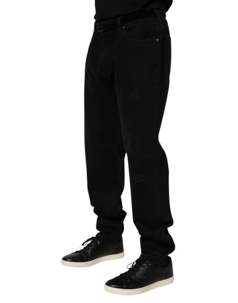Dolce & Gabbana Black Cotton Regular Denim Men Trouser Jeans Dolce & Gabbana