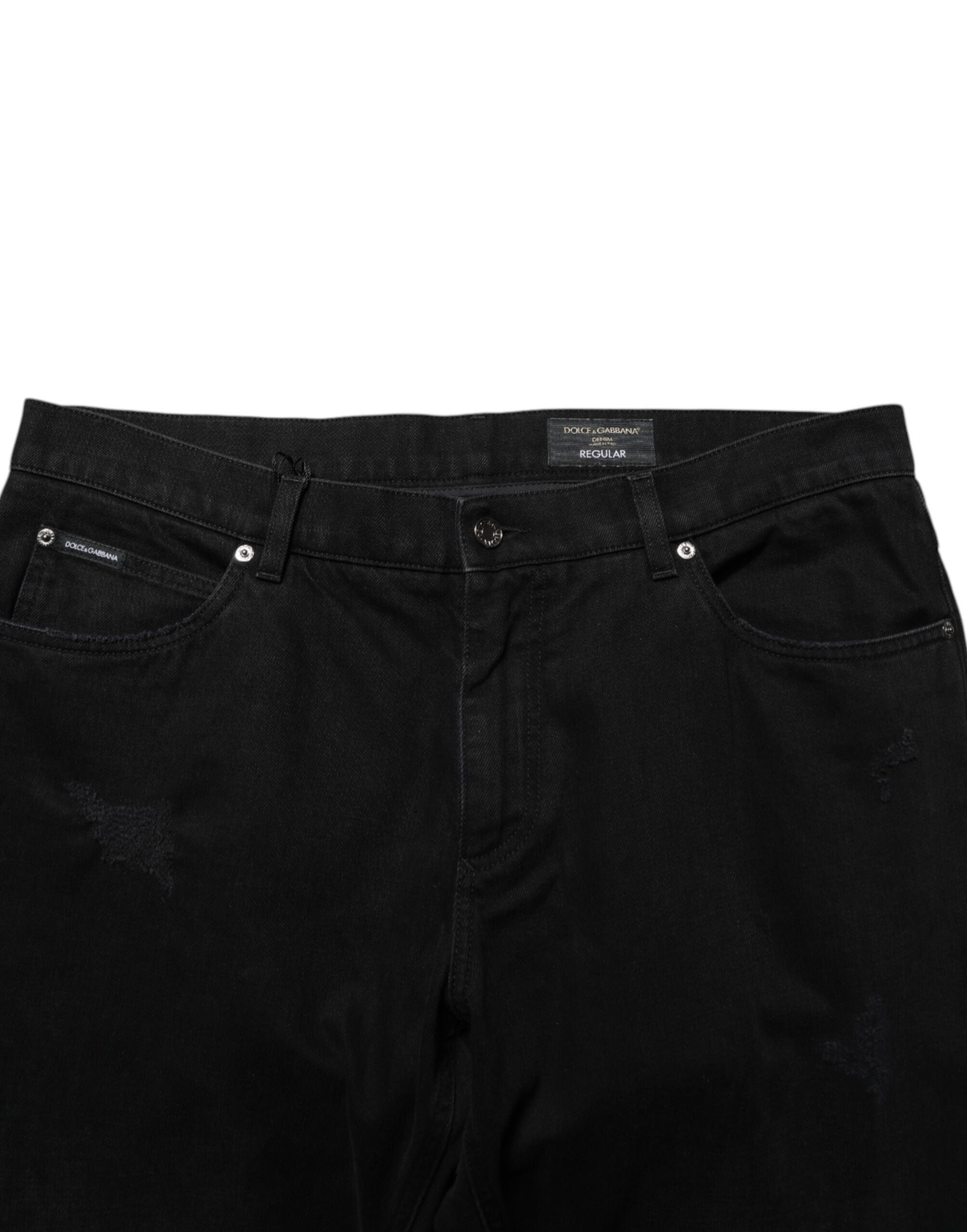 Dolce & Gabbana Black Cotton Regular Denim Men Trouser Jeans Dolce & Gabbana
