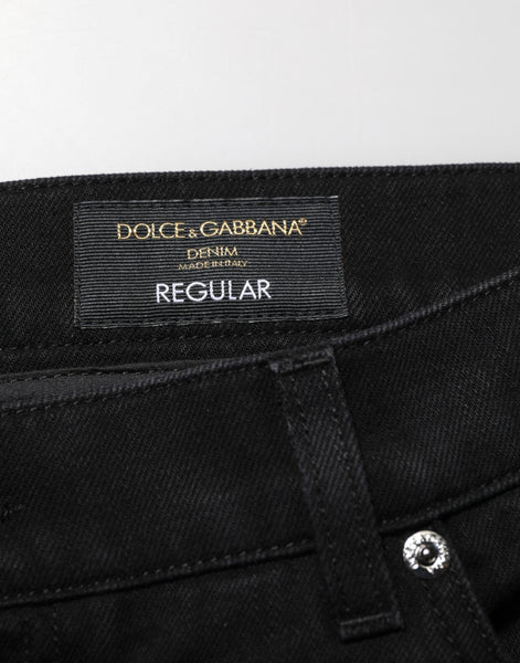 Dolce & Gabbana Black Cotton Regular Denim Men Trouser Jeans Dolce & Gabbana