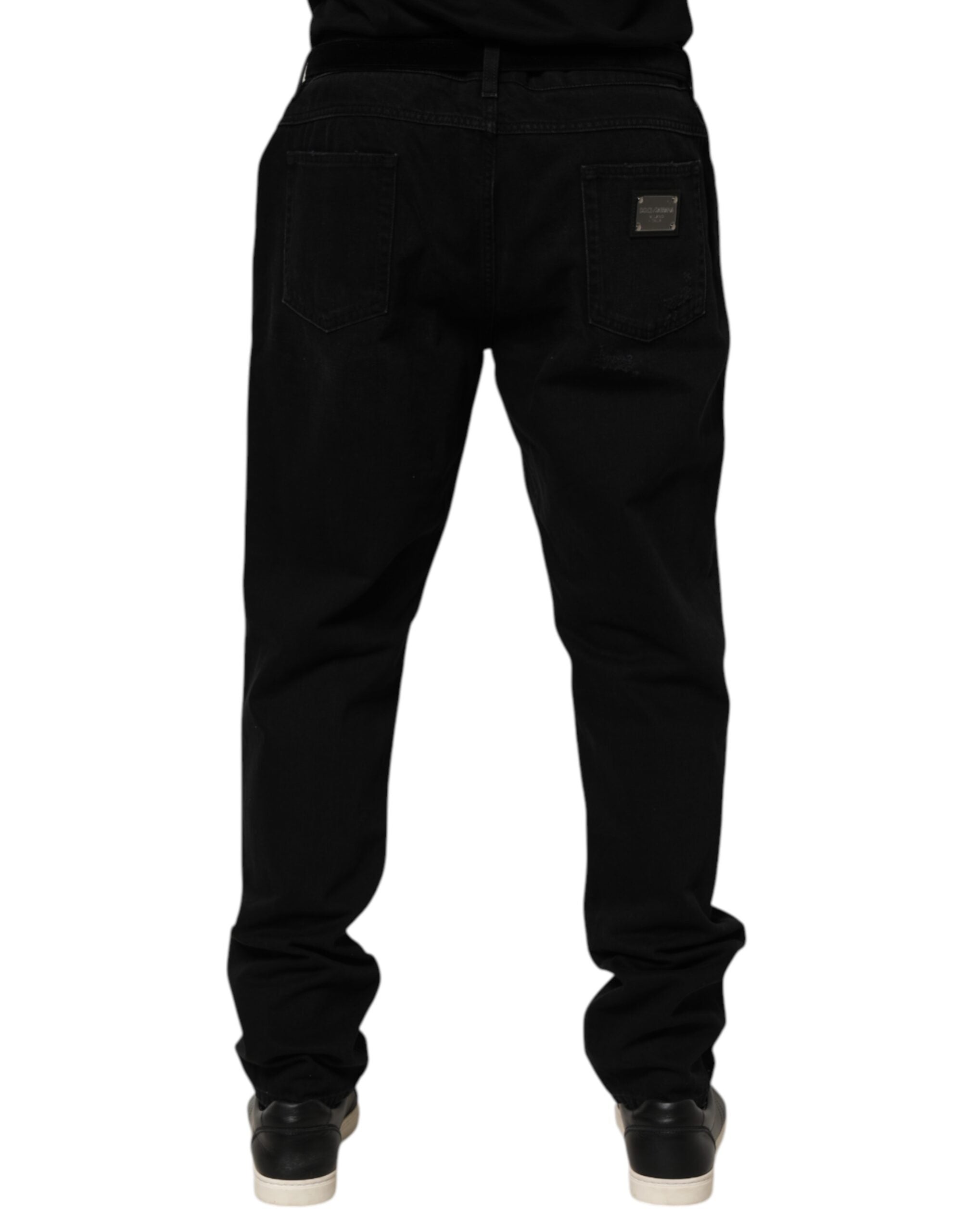 Dolce & Gabbana Black Cotton Regular Denim Men Trouser Jeans Dolce & Gabbana