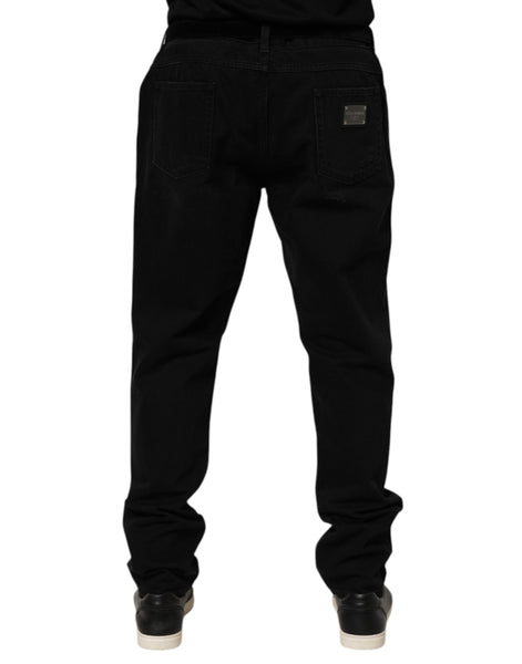 Dolce & Gabbana Black Cotton Regular Denim Men Trouser Jeans Dolce & Gabbana