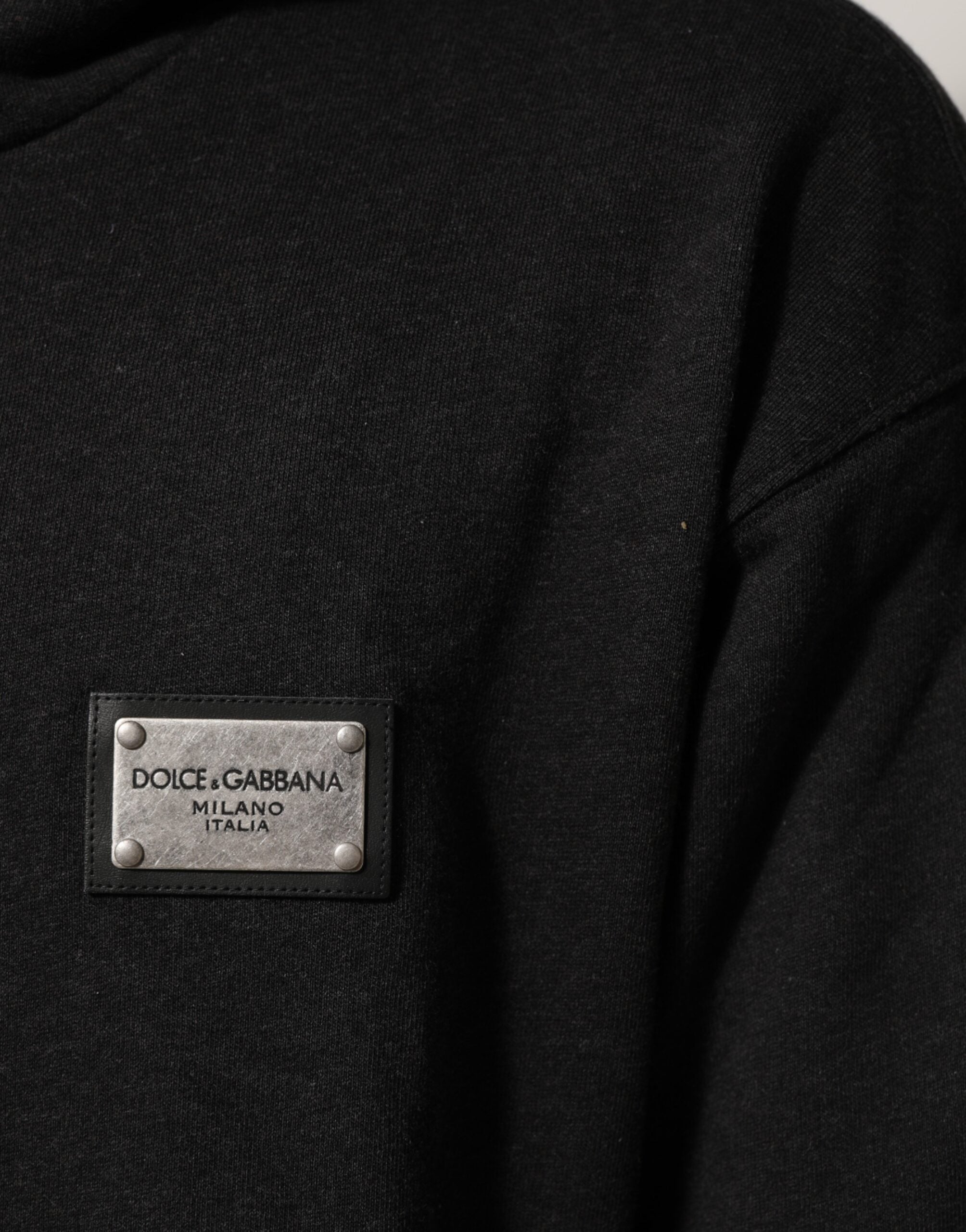 Dolce & Gabbana Black Logo FullZip Hooded Sweatshirt Sweater Dolce & Gabbana