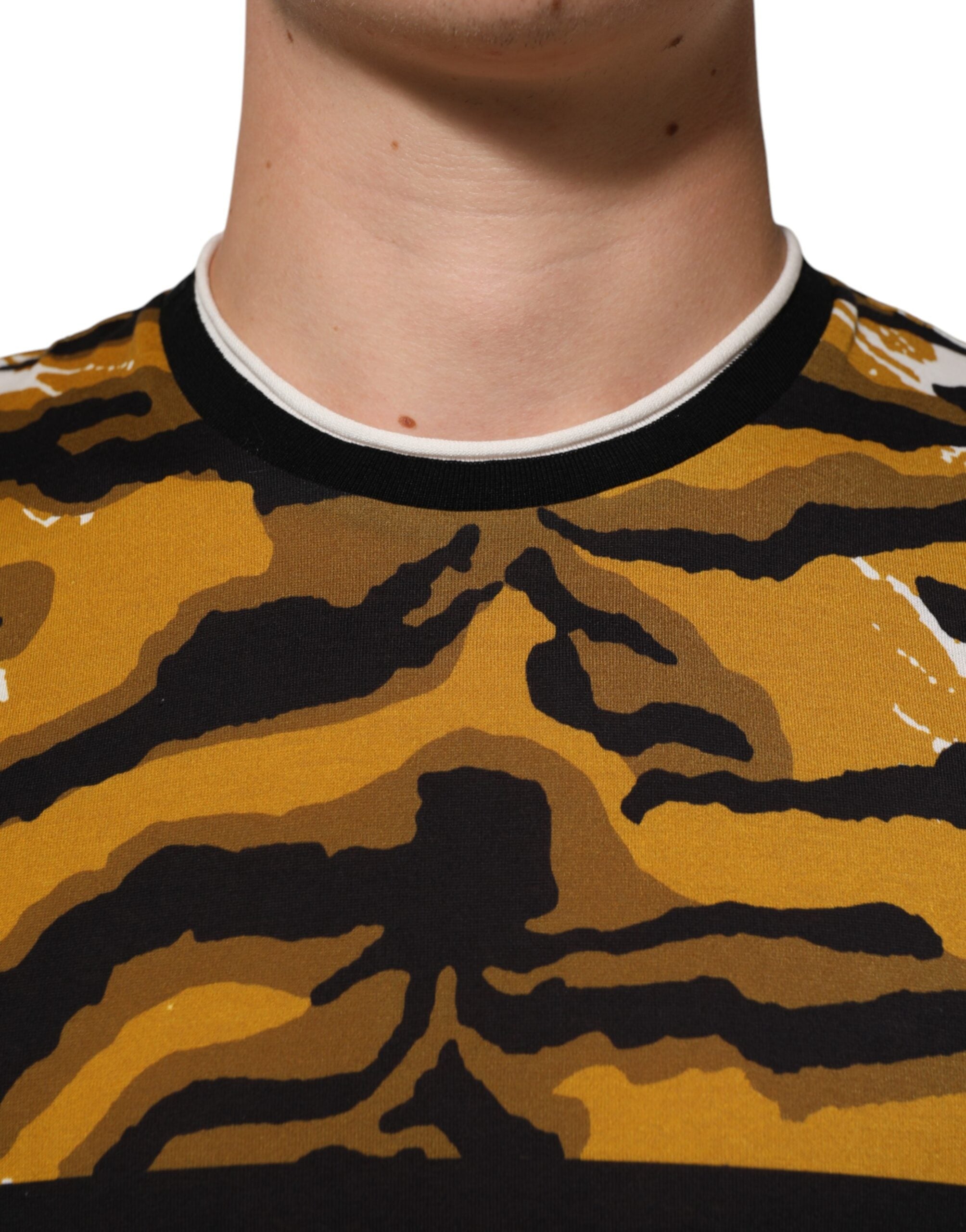 Dolce & Gabbana Multicolor Leopard Palm Leaf Men Crew Neck T-shirt Dolce & Gabbana