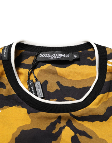 Dolce & Gabbana Multicolor Leopard Palm Leaf Men Crew Neck T-shirt Dolce & Gabbana