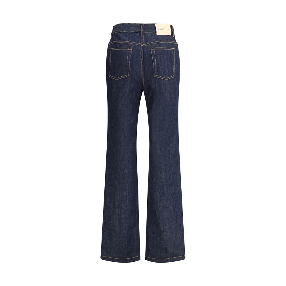 Alexander McQueen Blue Cotton Straight-Leg Jeans Alexander McQueen