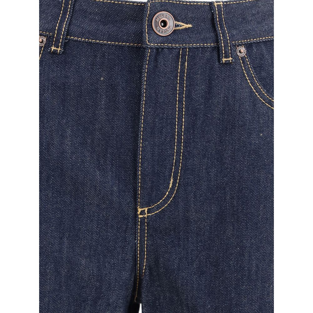 Alexander McQueen Blue Cotton Straight-Leg Jeans Alexander McQueen