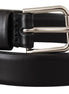 Dolce & Gabbana Black Calf Leather Silver Tone Logo Buckle Belt Dolce & Gabbana