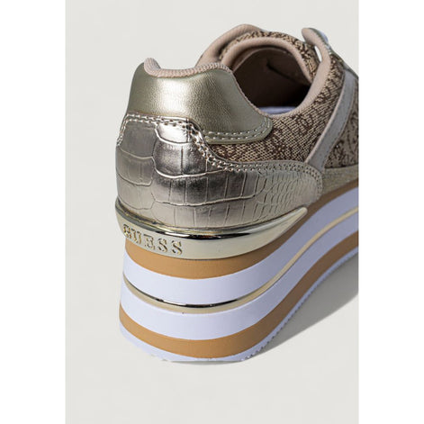 Guess Beige Polyester Platform Sneakers Guess