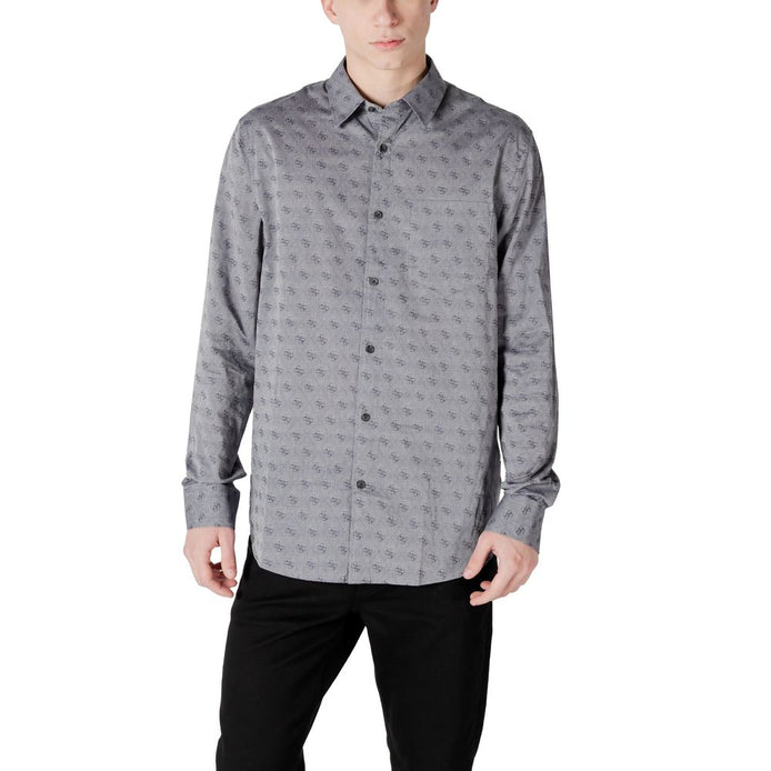 Guess Gray Cotton Pattern Shirt Guess