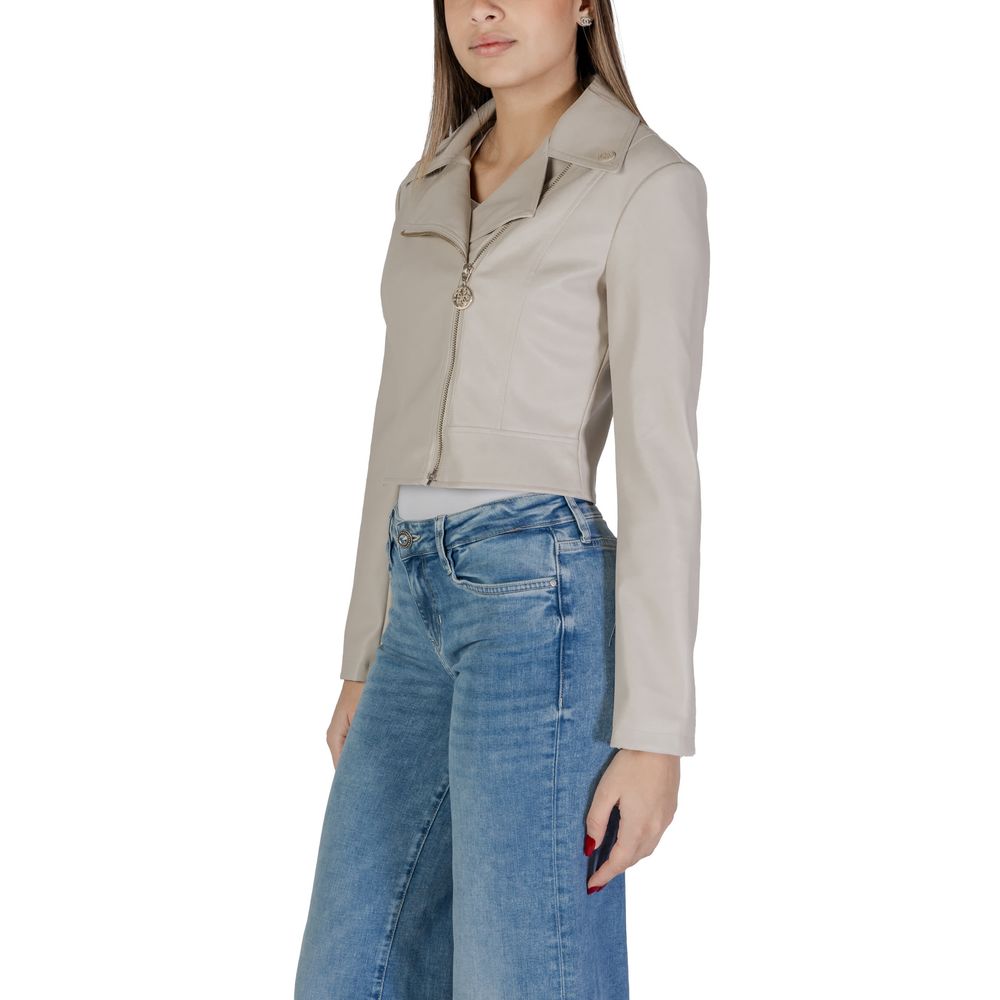 Guess Beige Polyethylene Biker Jacket Guess