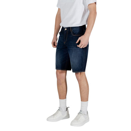 Armani Exchange Blue Cotton Bermuda Shorts Armani Exchange