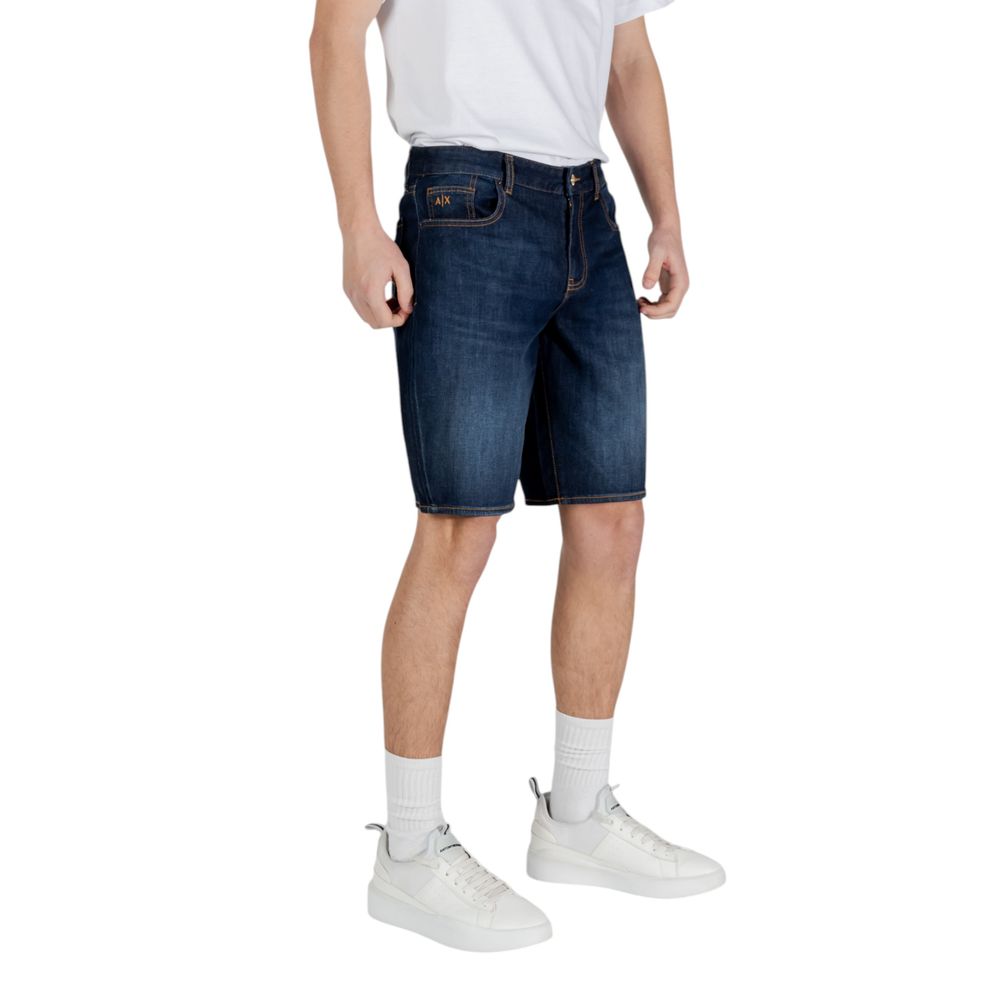 Armani Exchange Blue Cotton Bermuda Shorts Armani Exchange