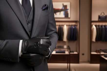 Gants Dolce & Gabbana Cuir Noir Logo Homme