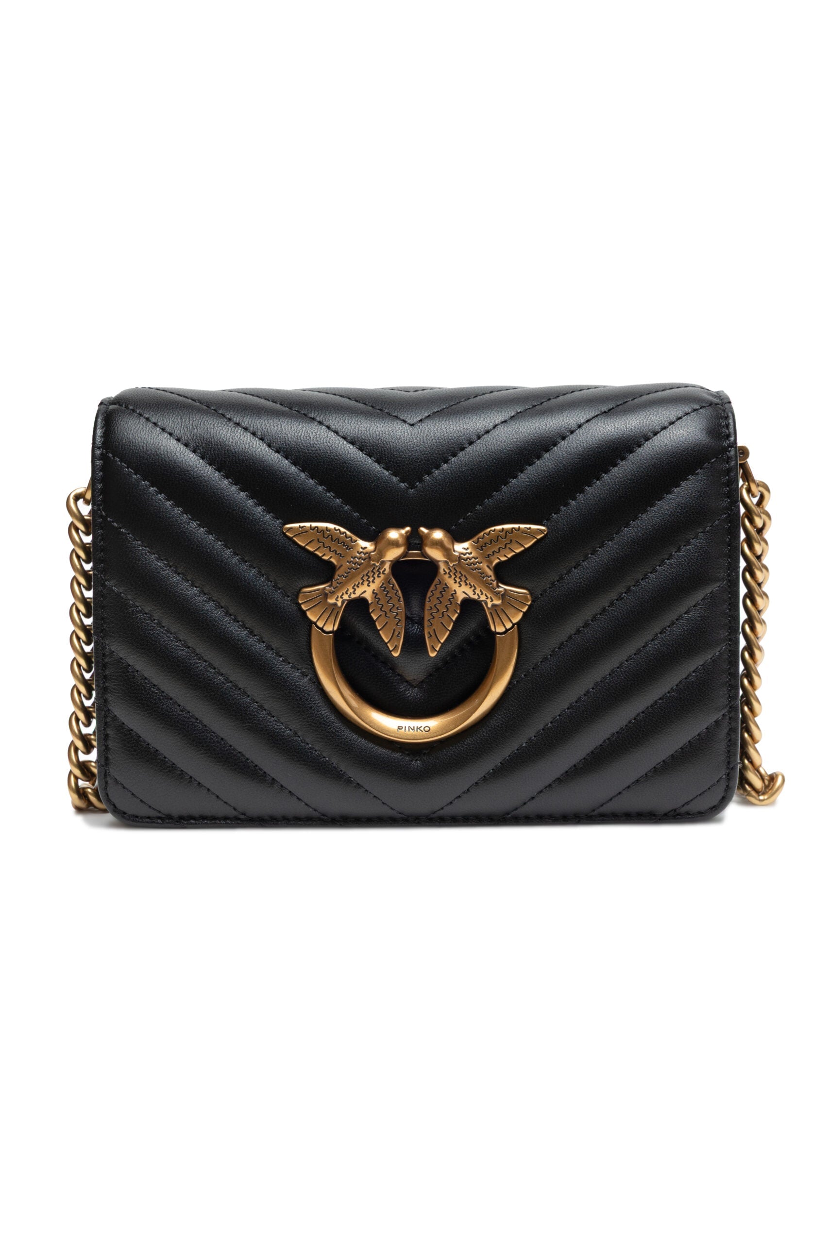 PINKO Black Leather Love Click Mini Shoulder Bag PINKO