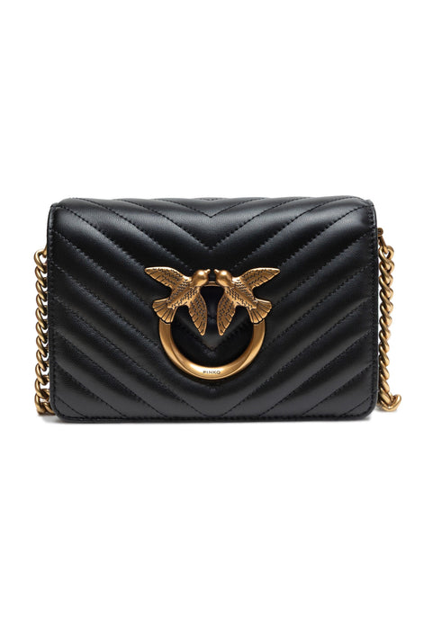 PINKO Black Leather Love Click Mini Shoulder Bag PINKO