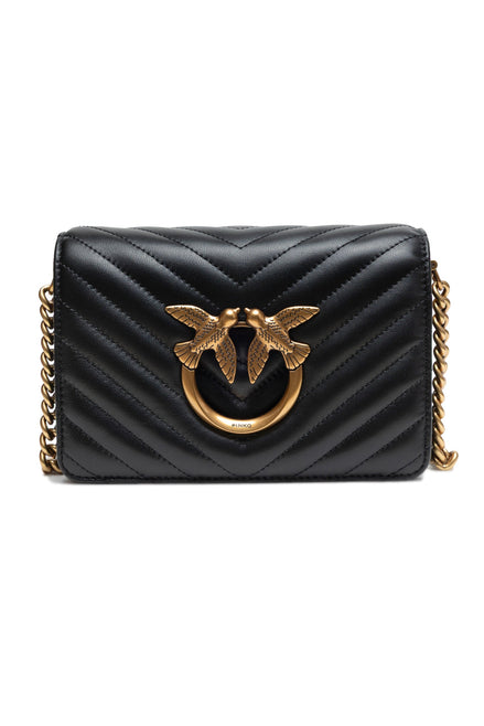 PINKO Black Leather Love Click Mini Shoulder Bag PINKO