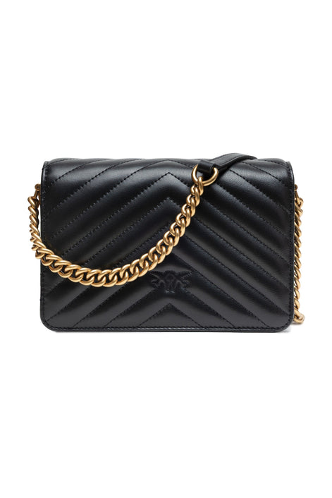 PINKO Black Leather Love Click Mini Shoulder Bag PINKO