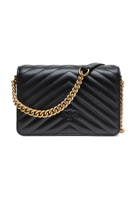 PINKO Black Leather Love Click Mini Shoulder Bag PINKO