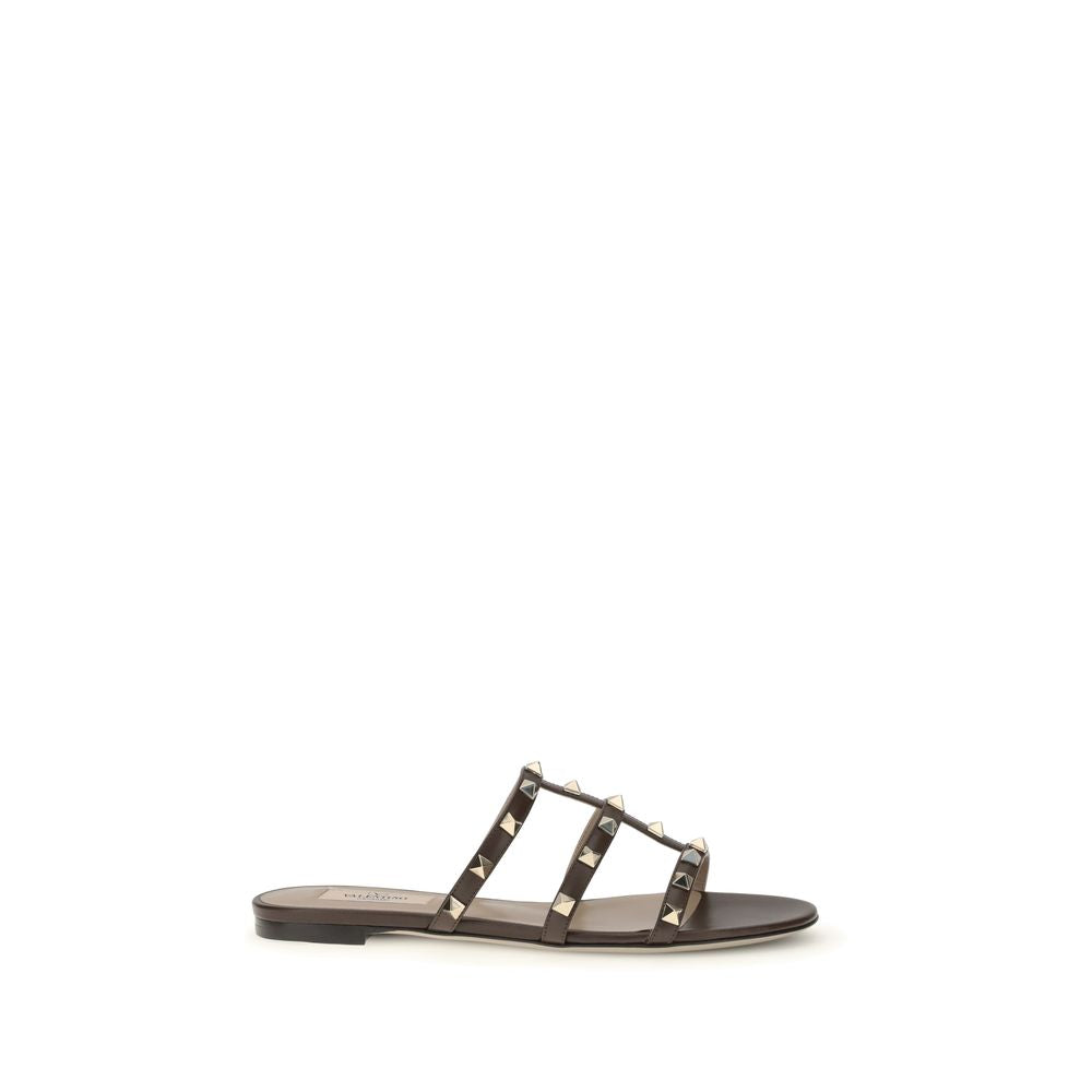 Valentino Garavani Brown Calf Leather Bos Taurus Sandals Valentino Garavani