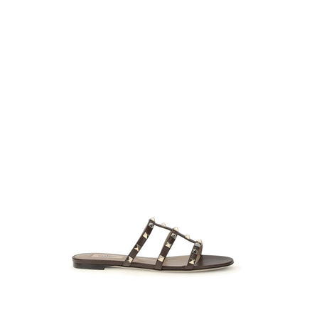 Valentino Garavani Brown Calf Leather Bos Taurus Sandals Valentino Garavani