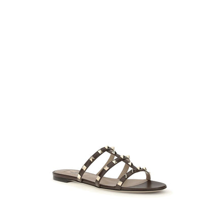 Valentino Garavani Brown Calf Leather Bos Taurus Sandals Valentino Garavani