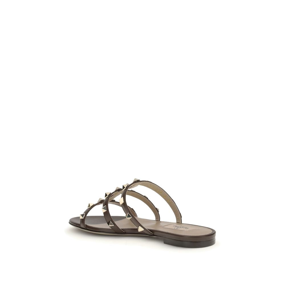 Valentino Garavani Brown Calf Leather Bos Taurus Sandals Valentino Garavani