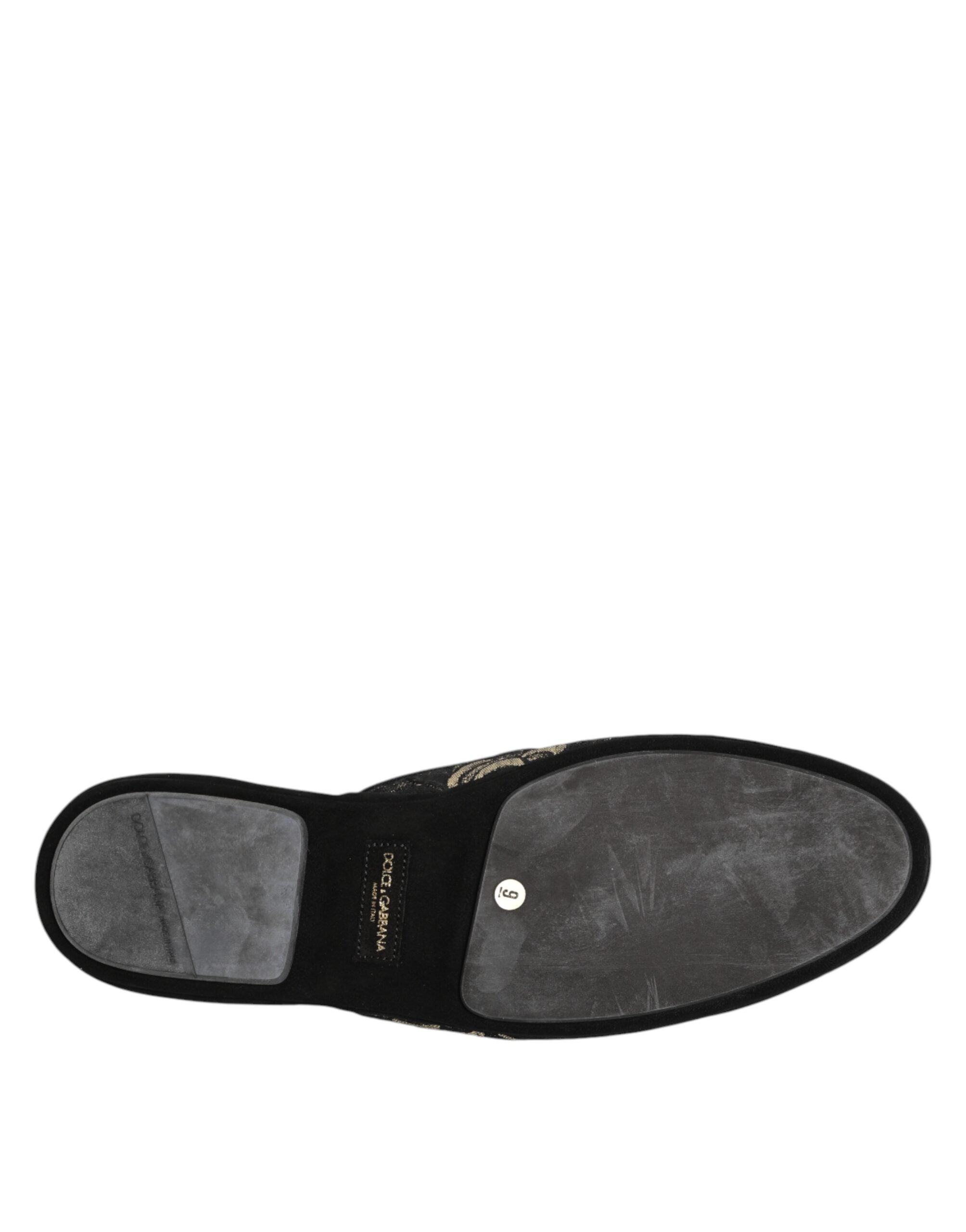 Dolce & Gabbana Black Floral Jacquard Slides Slippers Shoes Dolce & Gabbana