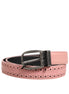 Dolce & Gabbana Pink Leather Perforated Detailing Buckle Belt Dolce & Gabbana