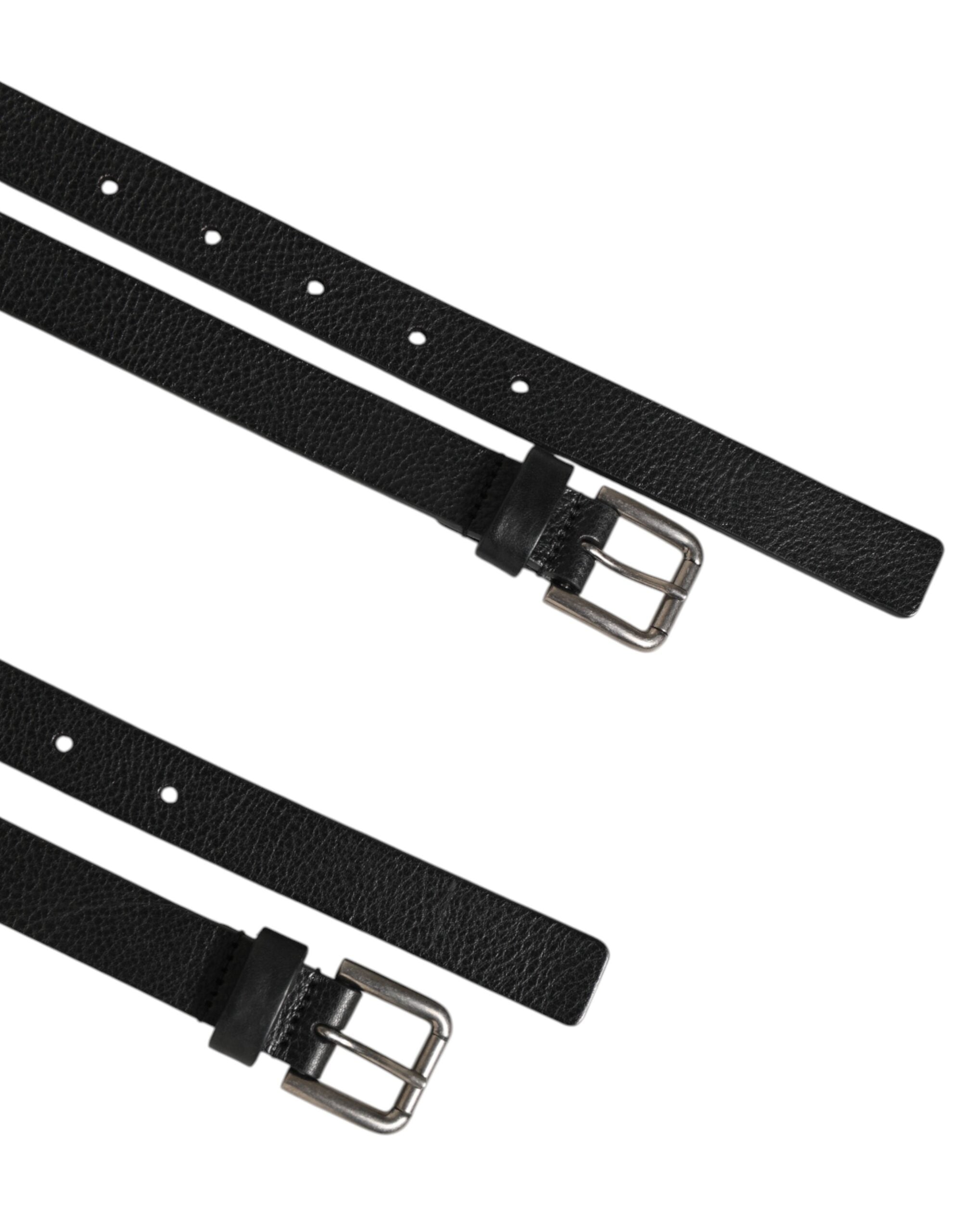 Dolce & Gabbana Black Double Strap Leather Gold Buckle Belt Dolce & Gabbana
