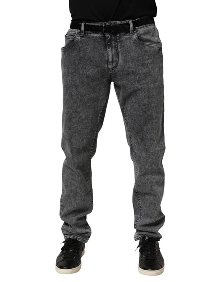 Dolce & Gabbana Gray Cotton Slim Fit Denim Trouser Jeans Dolce & Gabbana