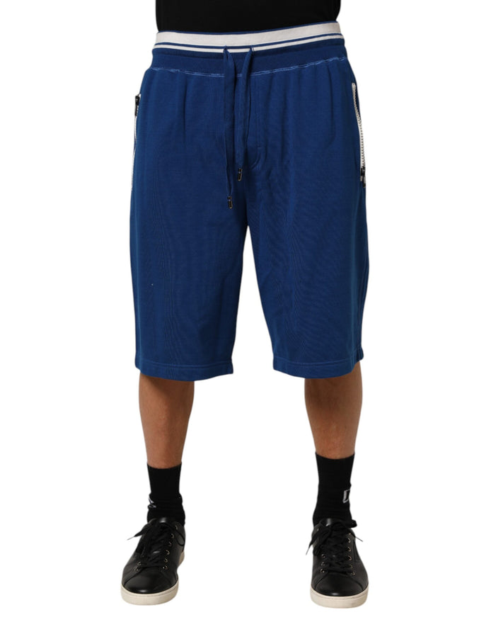 Dolce & Gabbana Blue Cotton Blend Bermuda Sweatpants Shorts Dolce & Gabbana
