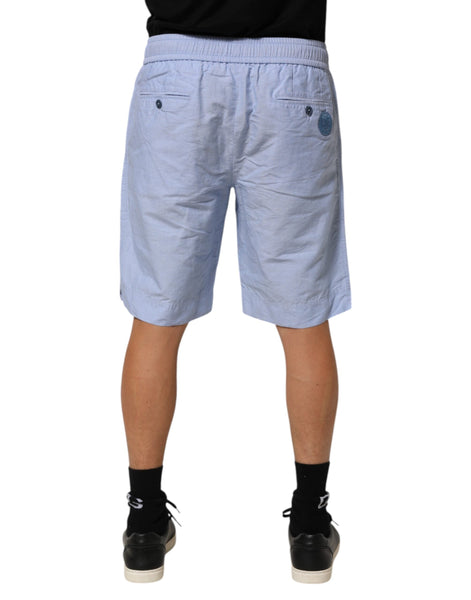 Dolce & Gabbana Light Blue Linen Mid Waist Men Bermuda Shorts Dolce & Gabbana