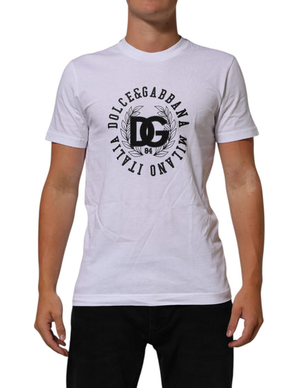 Dolce & Gabbana White Cotton Logo Print Crew Neck T-shirt Dolce & Gabbana