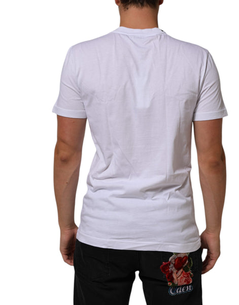Dolce & Gabbana White Cotton Logo Print Crew Neck T-shirt Dolce & Gabbana