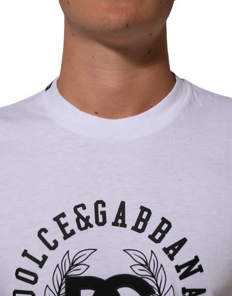 Dolce & Gabbana White Cotton Logo Print Crew Neck T-shirt Dolce & Gabbana