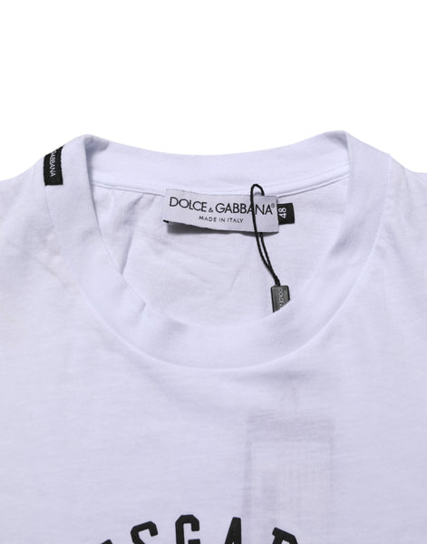 Dolce & Gabbana White Cotton Logo Print Crew Neck T-shirt Dolce & Gabbana