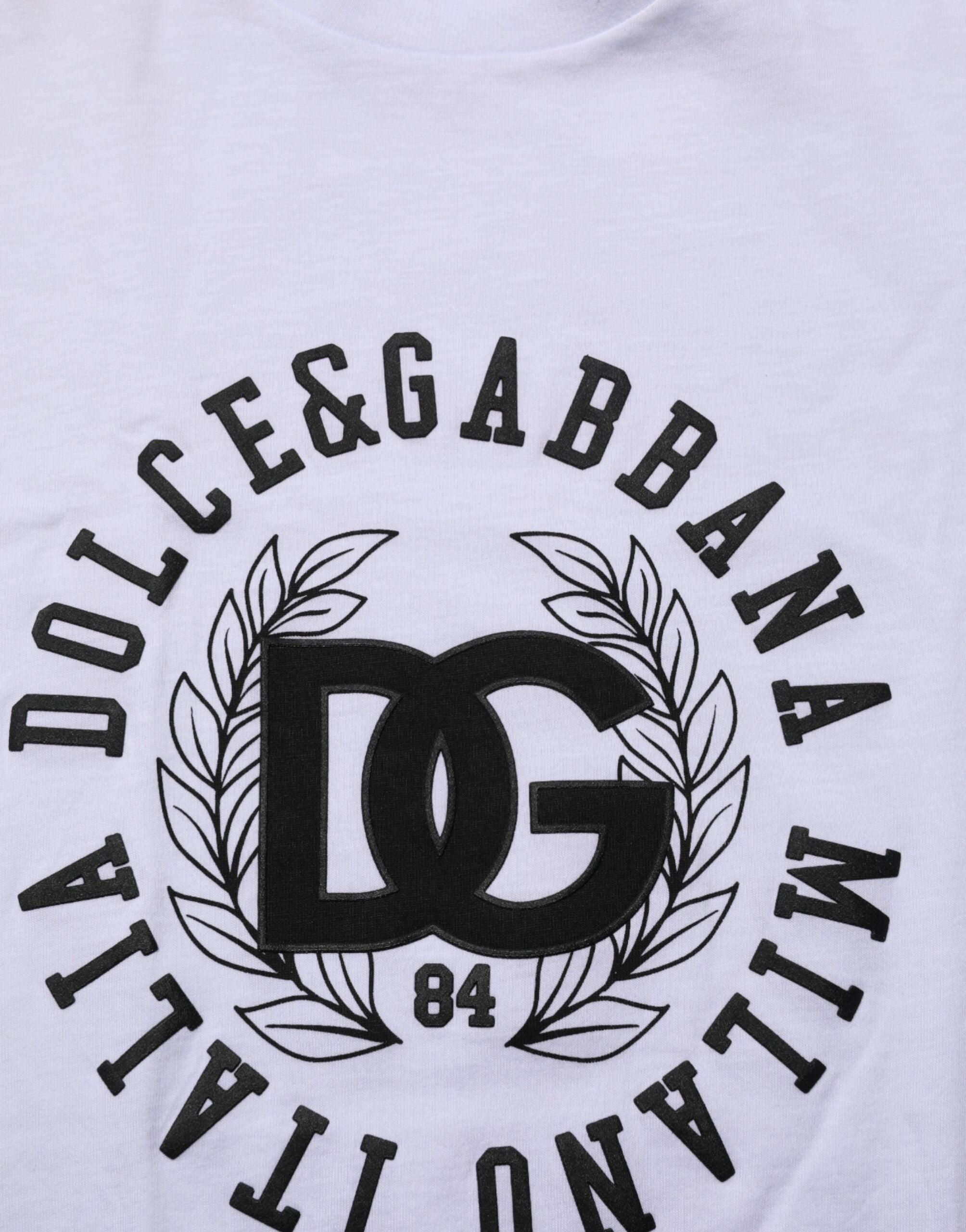 Dolce & Gabbana White Cotton Logo Print Crew Neck T-shirt Dolce & Gabbana