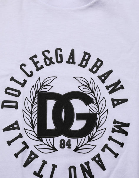Dolce & Gabbana White Cotton Logo Print Crew Neck T-shirt Dolce & Gabbana