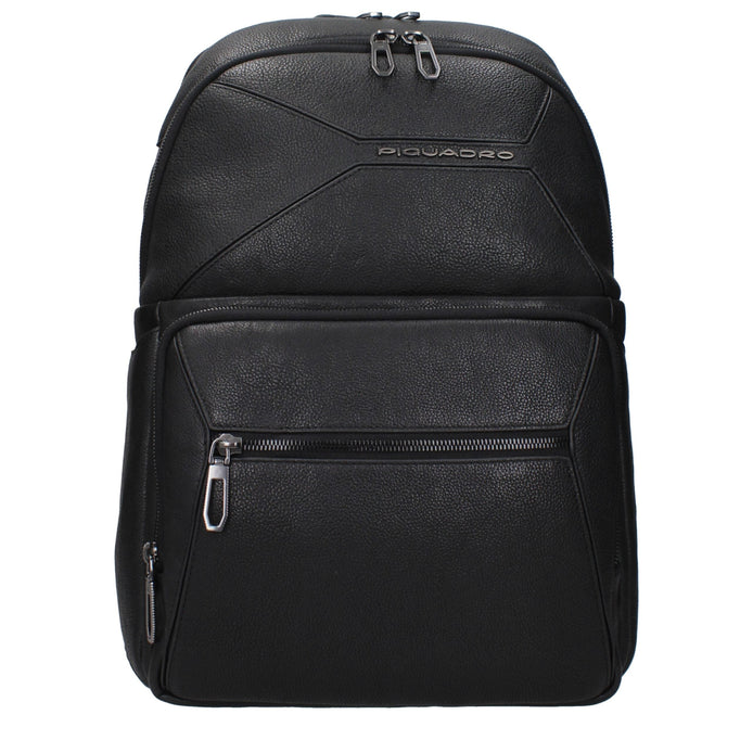 Piquadro Black Leather Backpack Piquadro