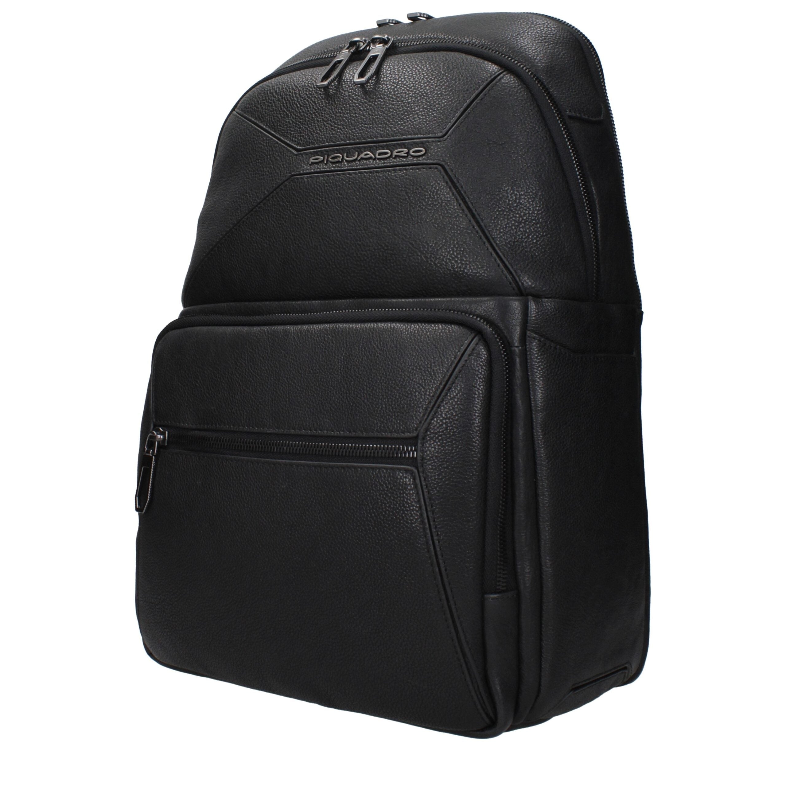 Piquadro Black Leather Backpack Piquadro