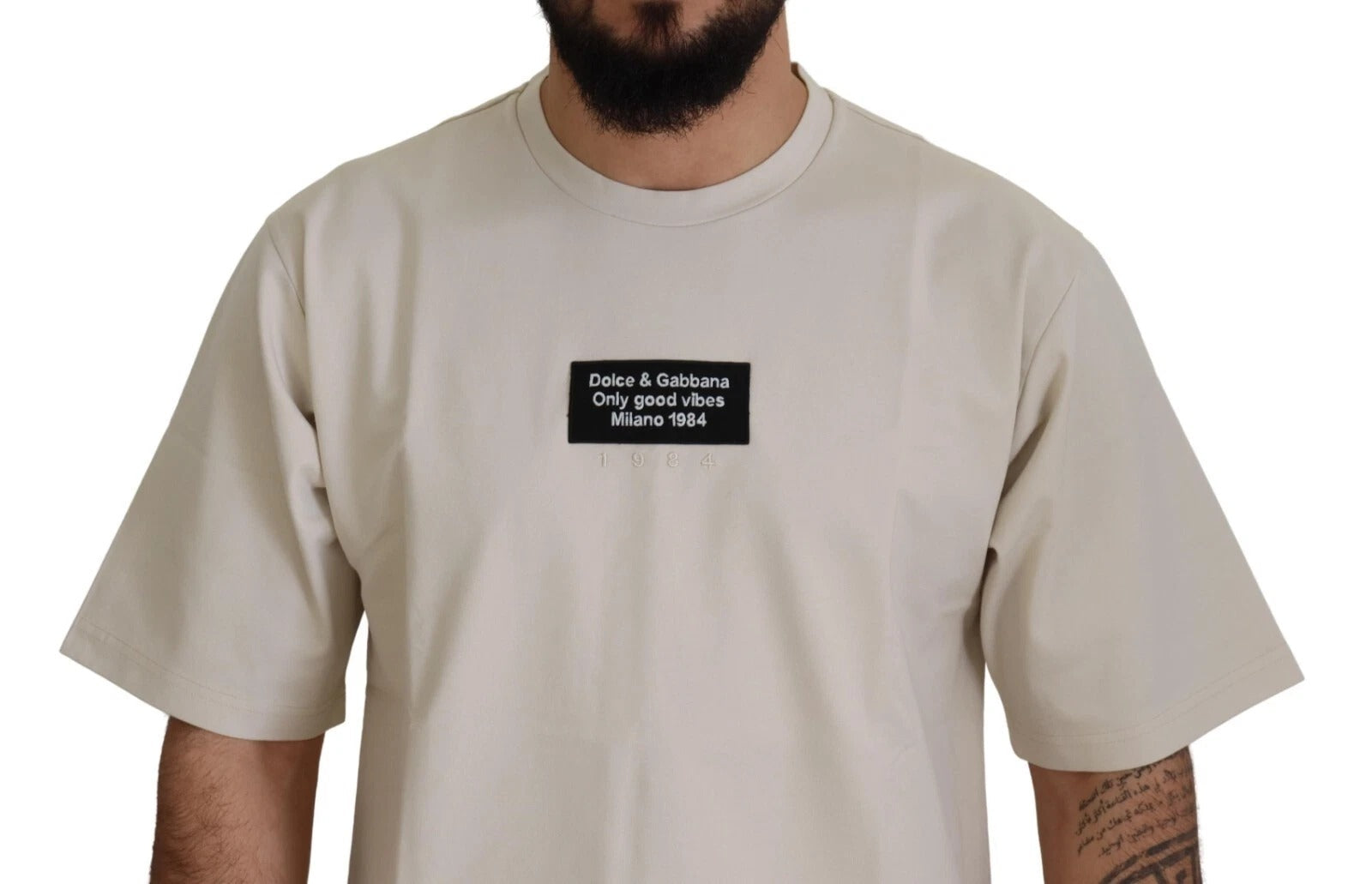 Dolce & Gabbana Ivory Cotton Ivory Printed Crewneck Dolce & Gabbana